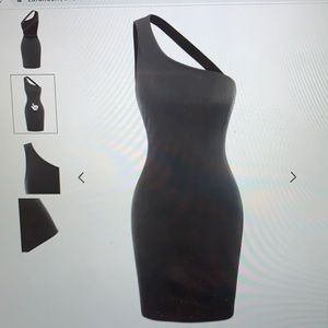 One shoulder cutout body on dress - black medium